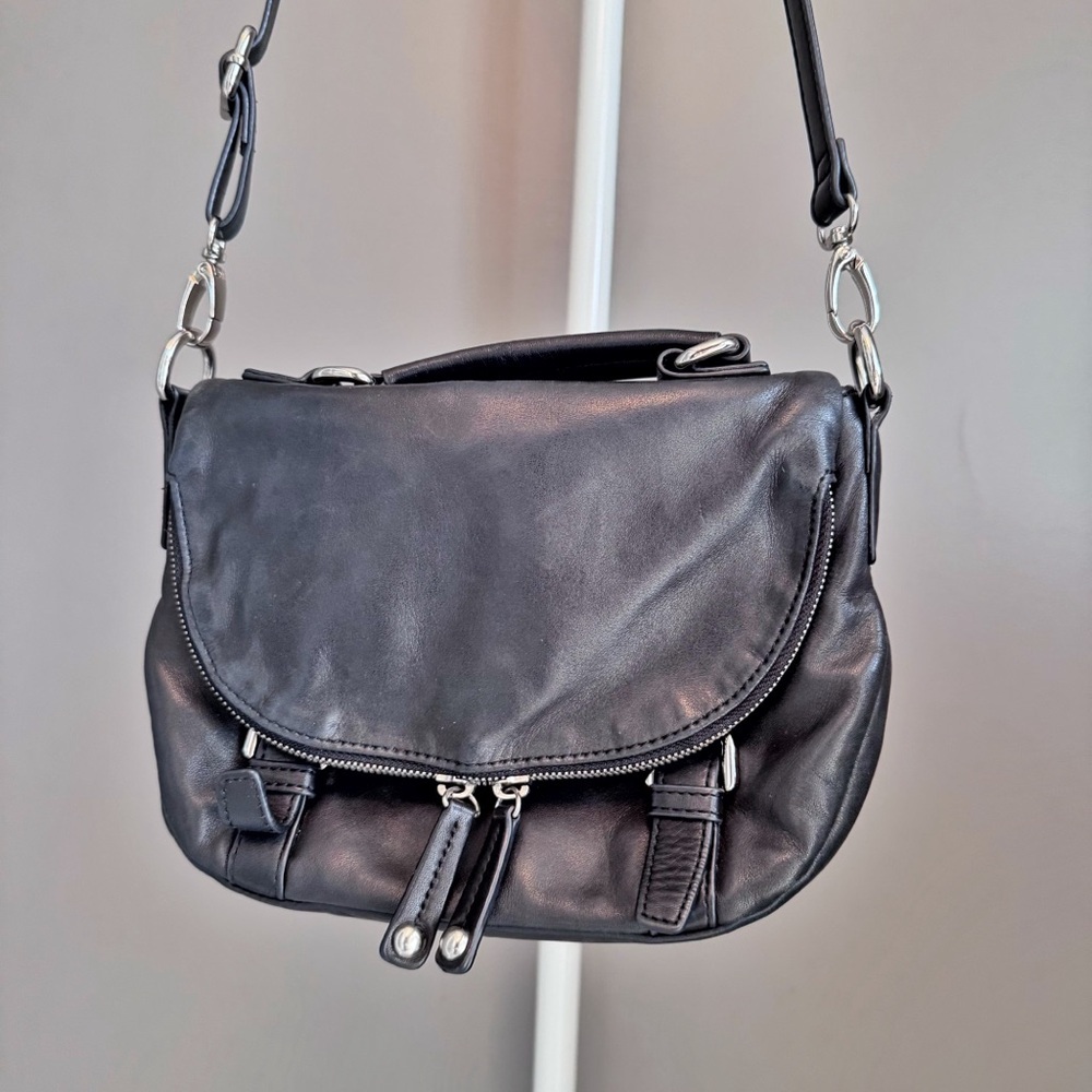 DANIER Genuine Leather Ladies Hand bag Crossbody Bag Shoulder bag in Black.